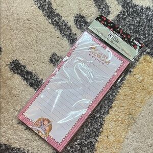 Mary Engelbreit Pink and White Notepad with Magnet on Back